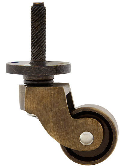Solid Brass English-Style Caster with 1" Brass Wheel